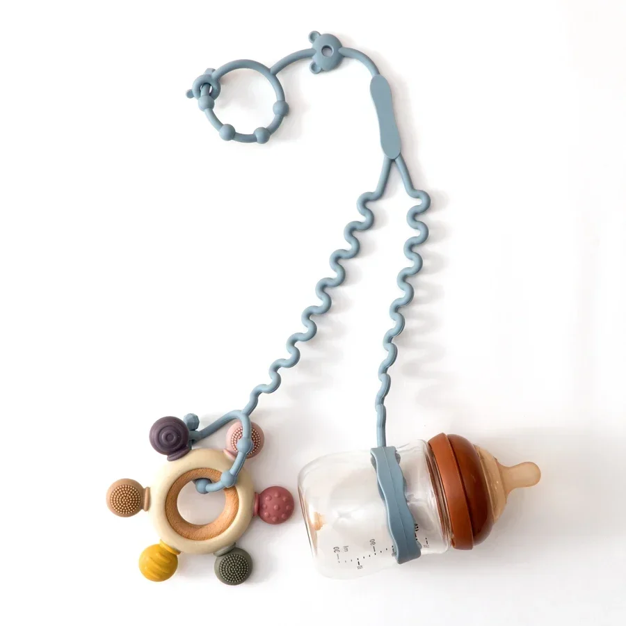 

Pacifier New Baby 1PC Pacifier Chain With 2 Clips Infant Bottle Chain Adjustable Silicone Chain Teether Toy Stroller Accessories