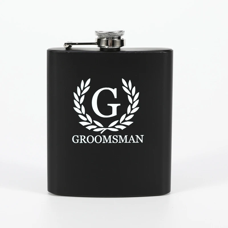 

Custom Black Flask for Groomsmen Bachelor Party Gifts Best Man Proposal Custom Name Engraved Groomsmen Gift Box