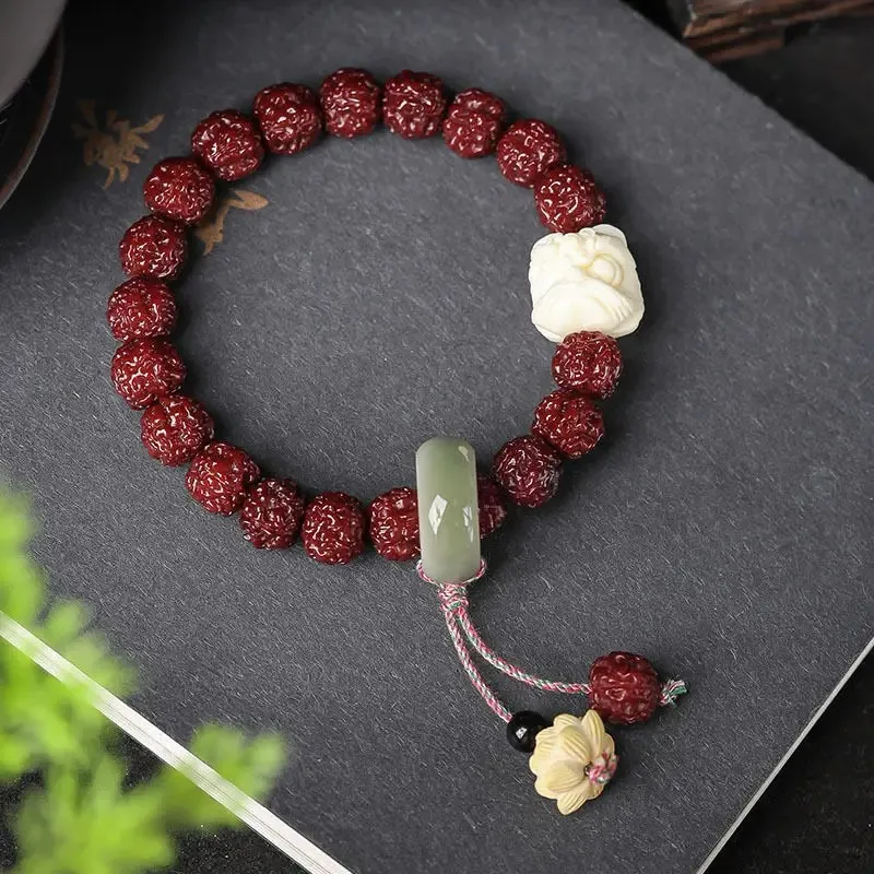 Machine Brush and Pulp Finished Small King Kong Bodhi Bracelets Single Circle Men's and Women's Wild Peach Kernel Ins HandString