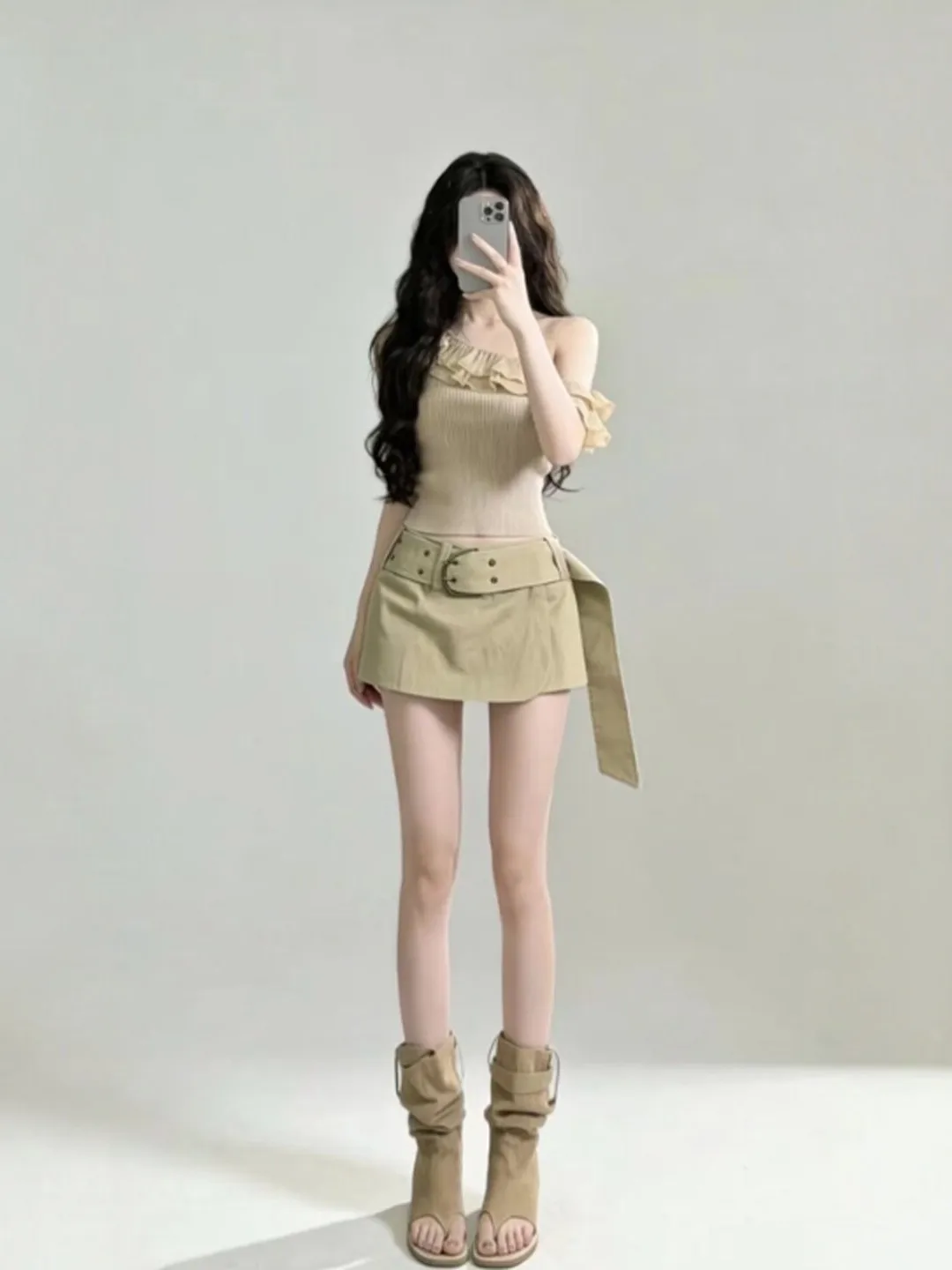 

Summer Fashion Set Vintage Design Off-Shoulder Top And Halter Skirt Women's Comfortable Short Sleeve Outfit for Date