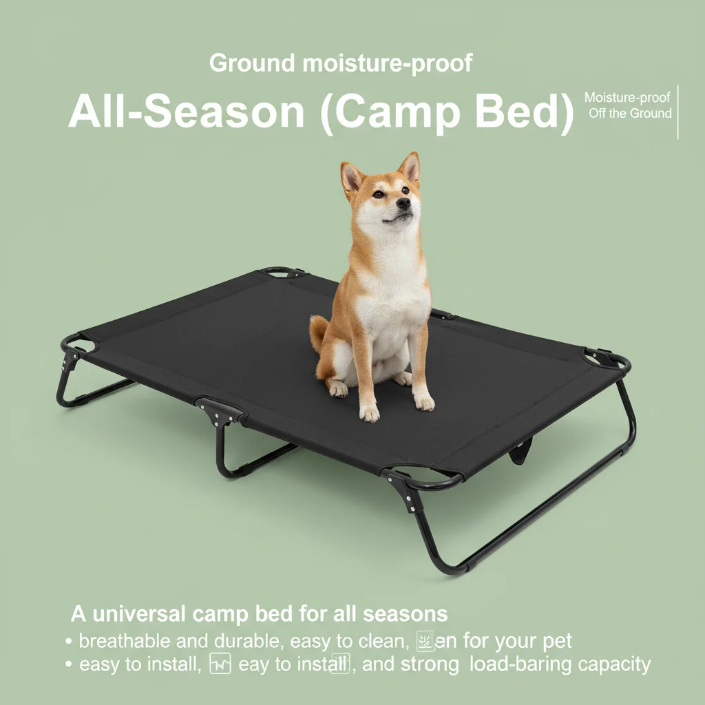 

Складная лежанка для собак 120x80x22 см, приподнятая уличная кровать для животных с сетчатой тканью для маленьких и средних собак, выдерживает до 45 кг