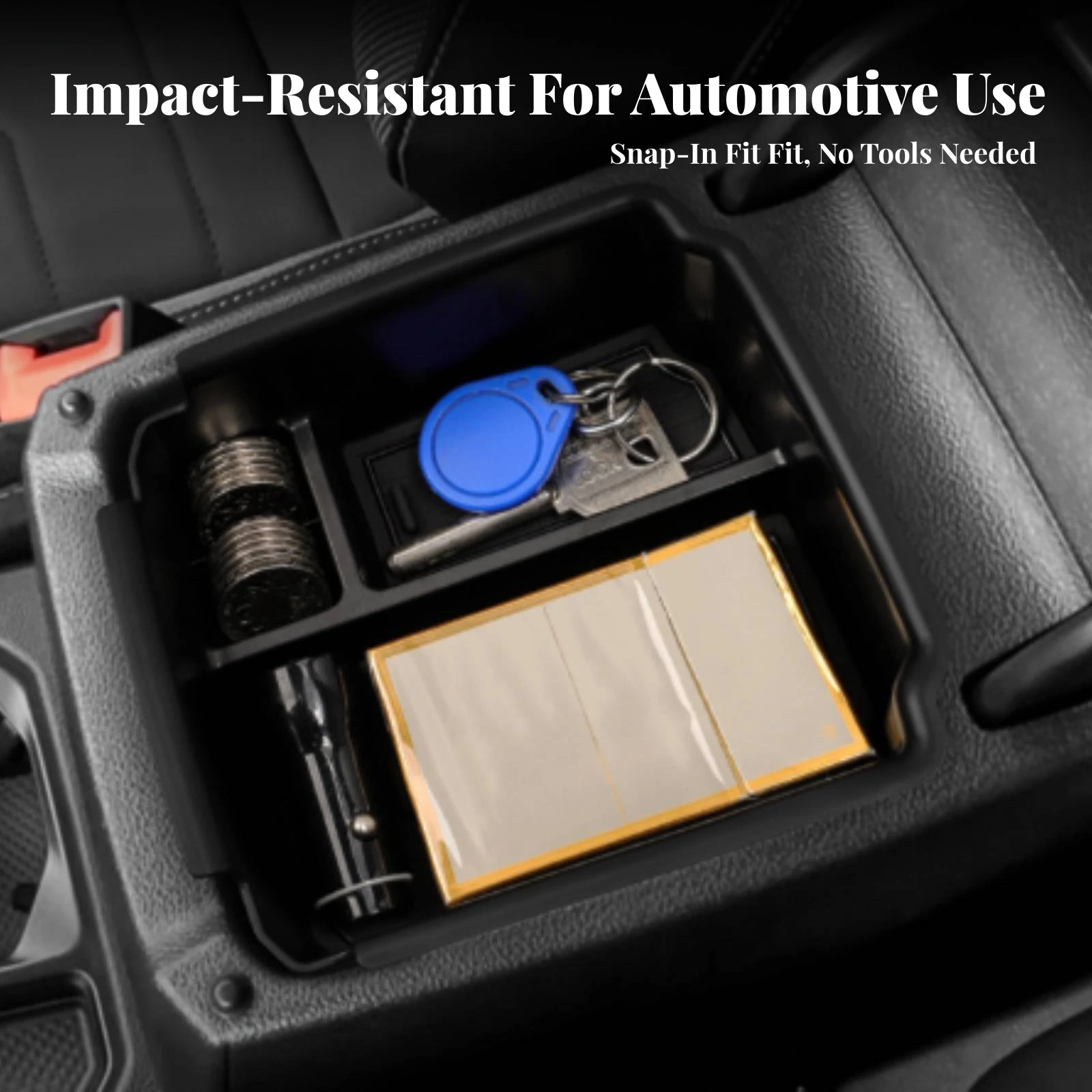Armrest Storage Insert Sturdy Center Console Tray with Divider Center Console Tray Wear-Resistant for Car Owners, Daily Driving