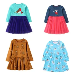 Jumping Meters 2-7T Christmas Princess Girls Dresses Deer Children's Clothing Toddler Party Birthday Kids New Year Dots Costume