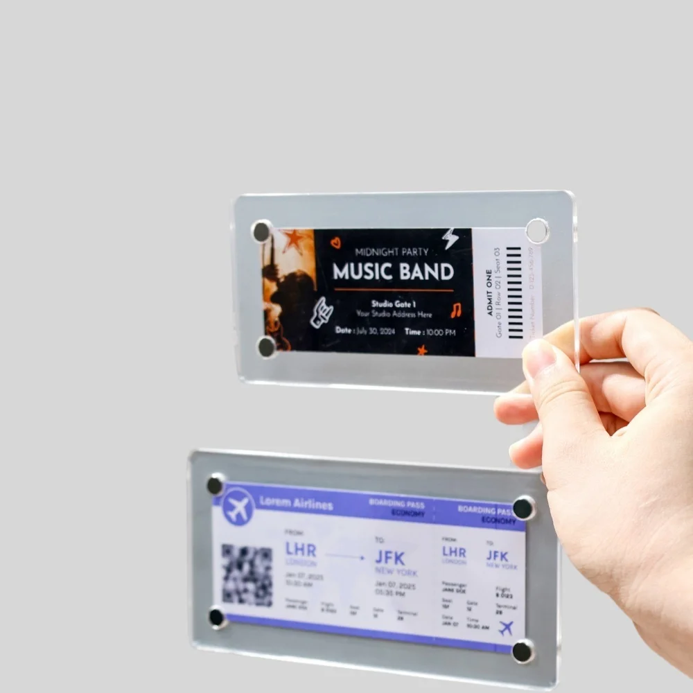 Magnetic Refrigerator Sticker Train Ticket Holder Transparent Photo Storage Frame Ticket Stub Magnetic Clip Acrylic Card Holder