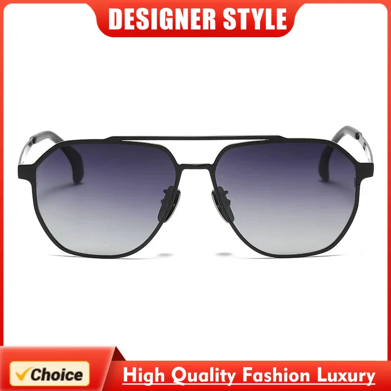

High Quality Hot Luxury Polarized Gradient Sunglasses Double Bridge Rivet Hollow Out Men Women UV400 Driving Night Vision 50002