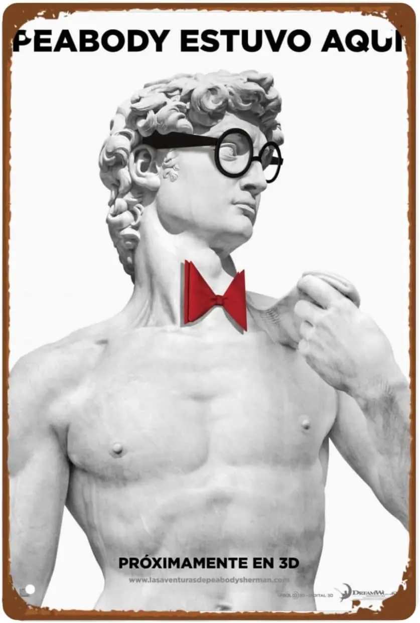 Letrero Metálico Decorativo de Pared con Diseño de la Película Mr. Peabody & Sherman, Decoración Retro para Cuarto de Hombre, Regalo Vintage
