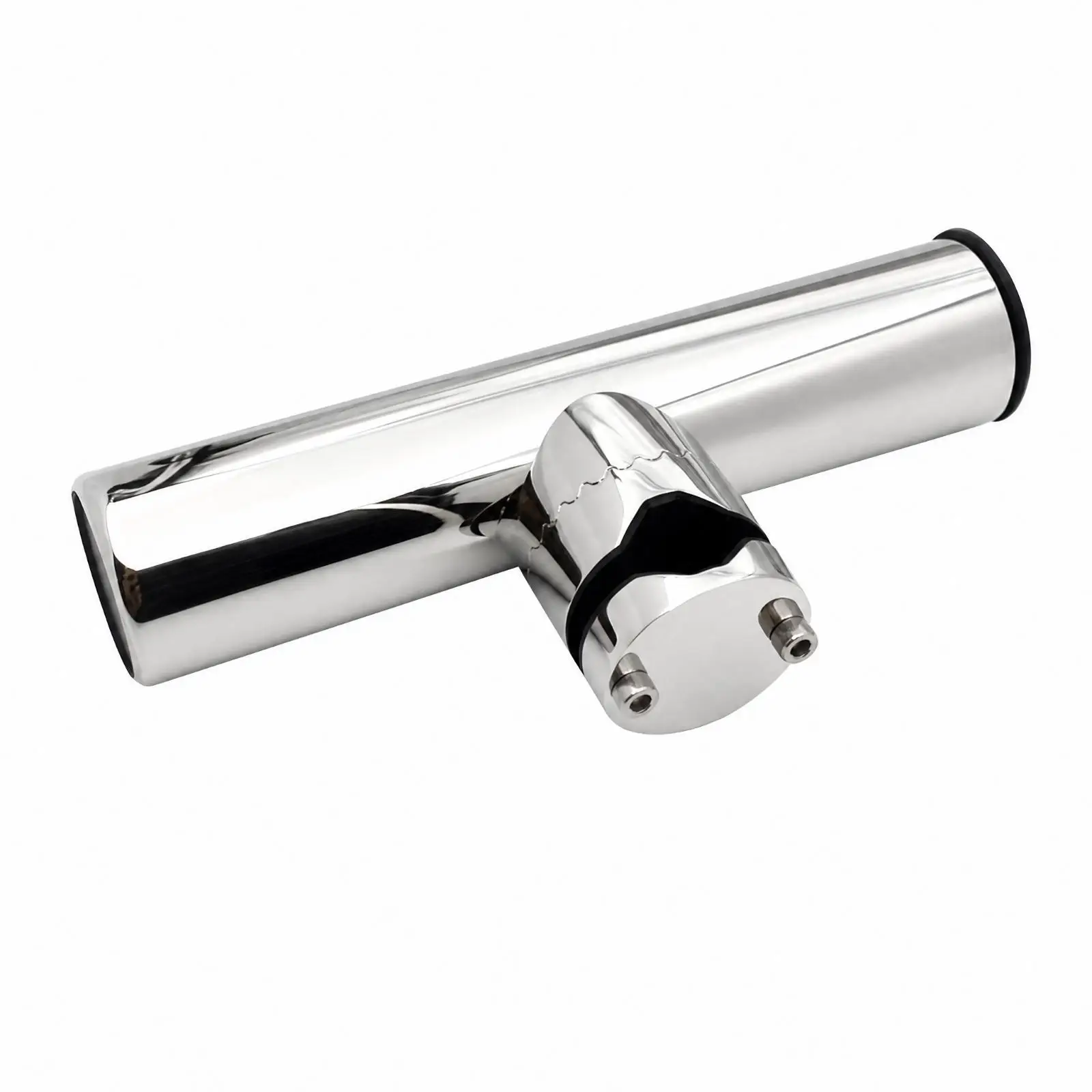 Saltwater Ready 316 Stainless Steel Rod Holder with Rubber Cushion Insert and Adjustable Clamp Mount for Boat Fishing