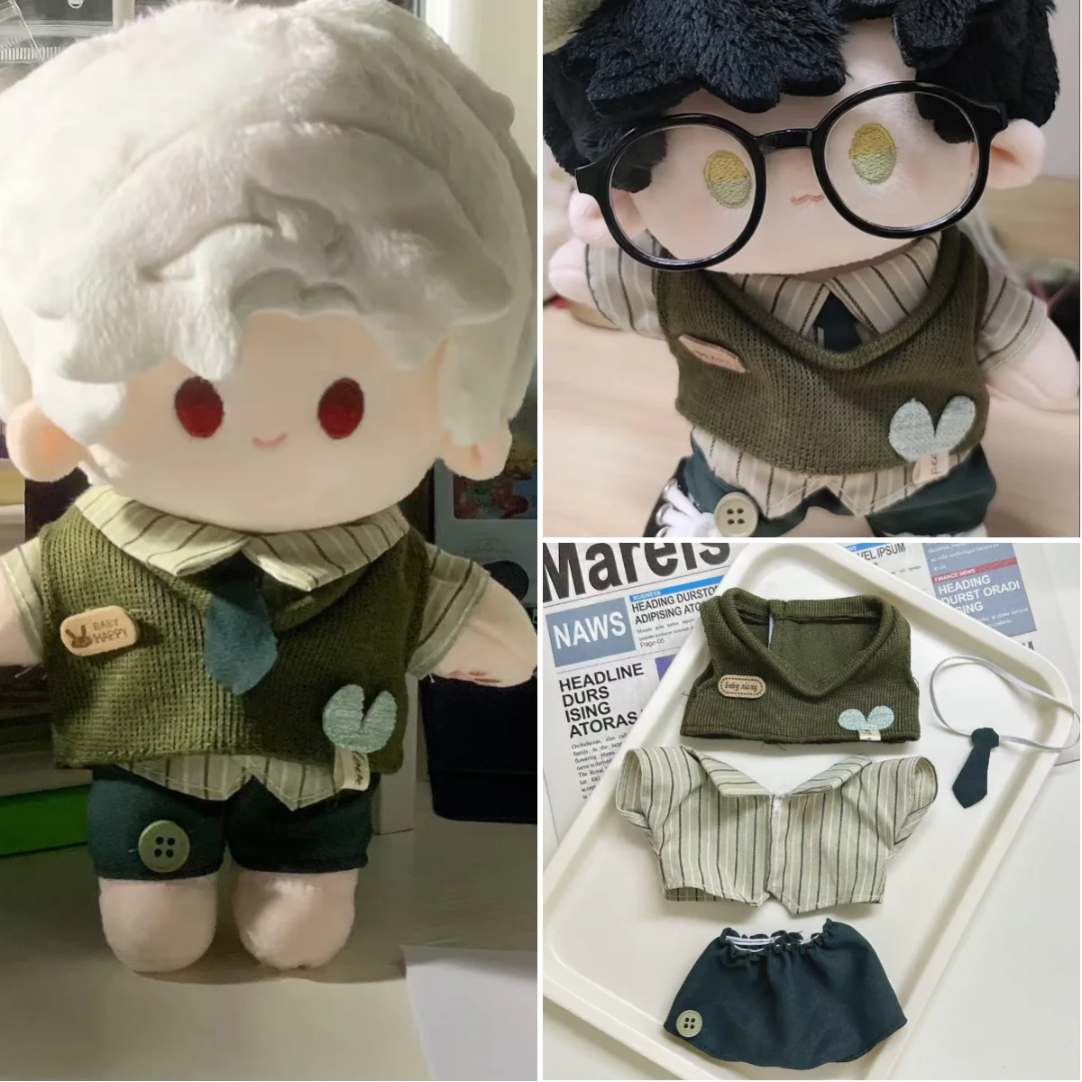 

20cm Doll Clothes Love and Deepspace Xavier Zayne Rafayel ralayo Sylus Sweaters Vests V-Neck Patchwork Knitted Clothes