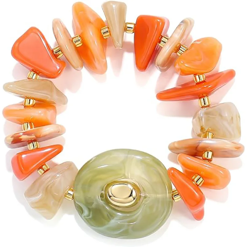 Vintage acrylic irregular broken bracelet women's exaggerated ocean wind vacation fashion versatile jewelry