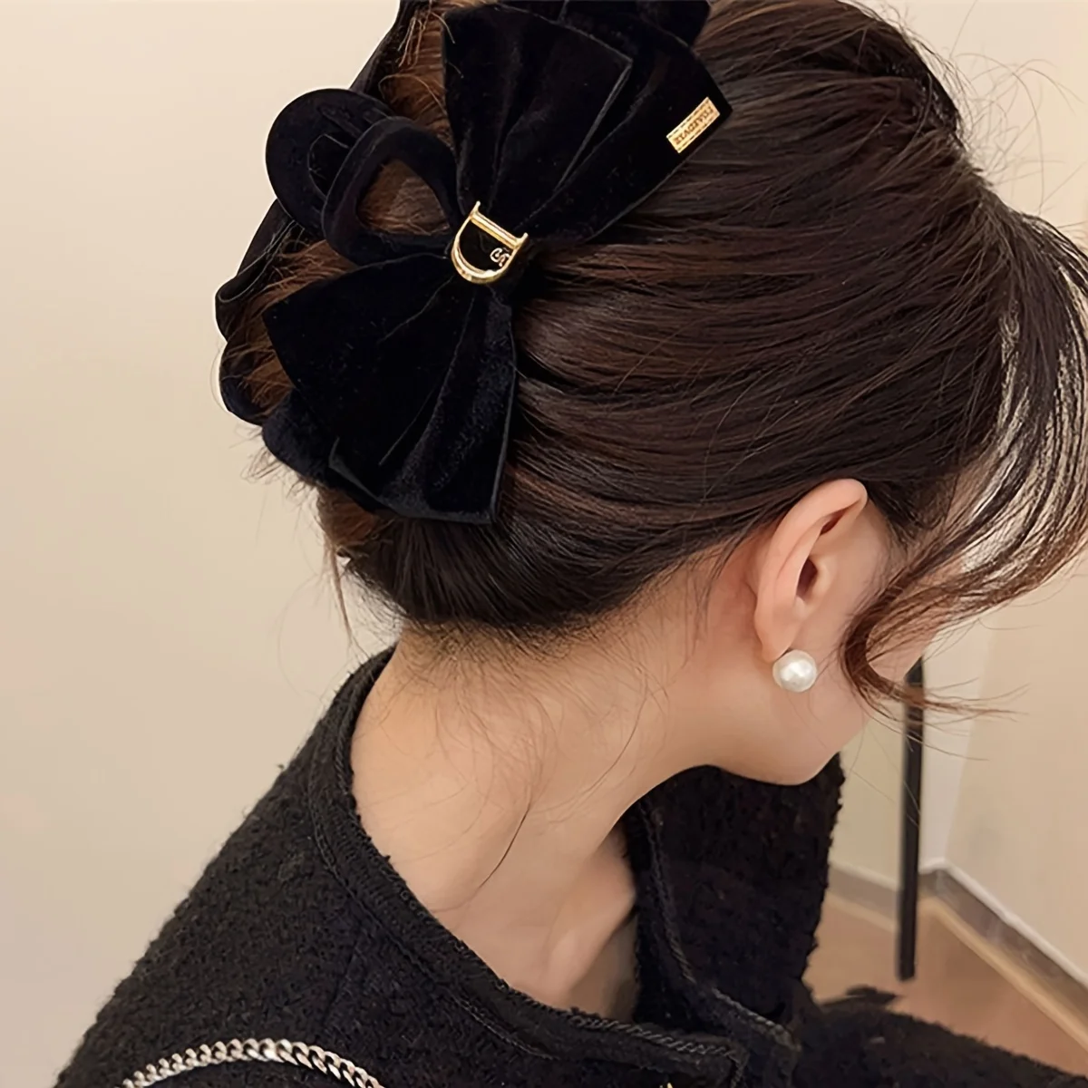 1 set fluwelen vlinderknoop haarklauwen, fluwelen prinsessenhoofdplaat haargrijpclip, haaraccessoires voor dames haaienclip