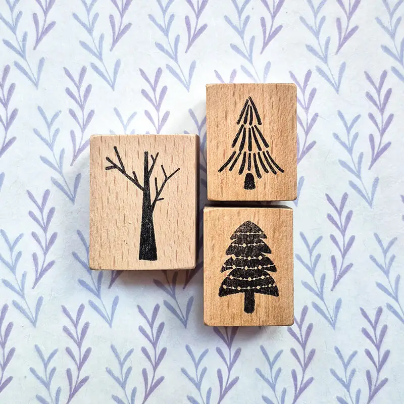 Trees Stamp for Card Making Scrapbooking DIY Craft Supplies Scrapbook Journaling Cute Xmax Tree Wooden Stamps