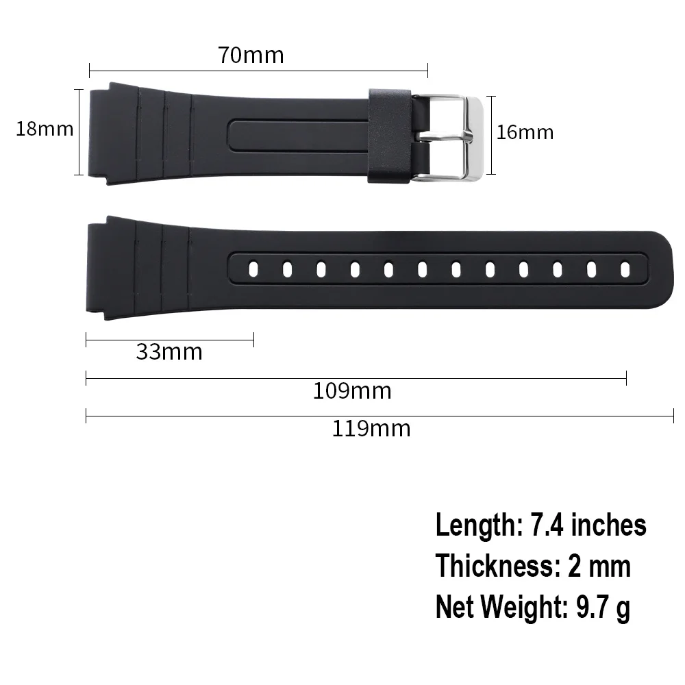 18mm Silicone Rubber Strap for Casio for F-91W F84 W800H SGW400 F105/108 A158/159/168AE1200/1300 Watch Band Men Women Bracelet view 6