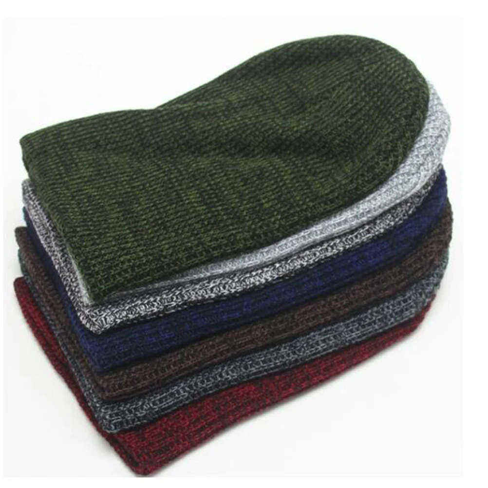 

Men Knit Woolen Hat Warm Beanie Caps Light Grey Stripe HipPop Fit Winter Ski Cycling Fashion