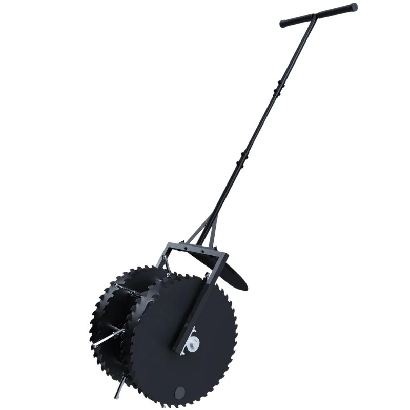 Garden Soil Grass Plugs Rolling Lawn Puncher Manual Punching Rotary Compaction Tool