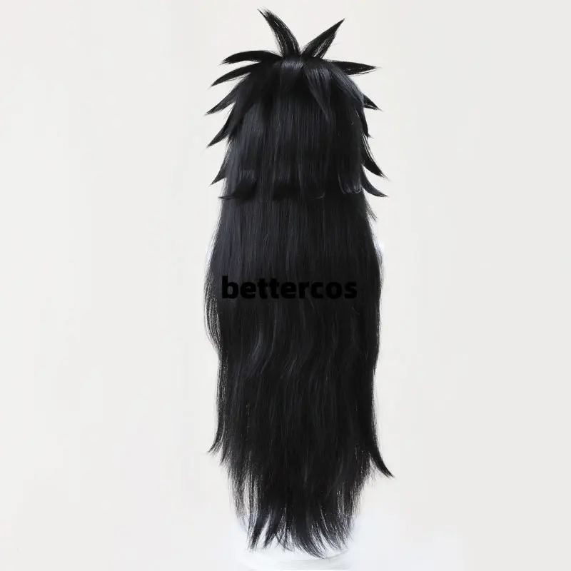 Uchiha Madara Anime Cosplay Perucas, Longo Cabelo Sintético Preto, Boné Grátis