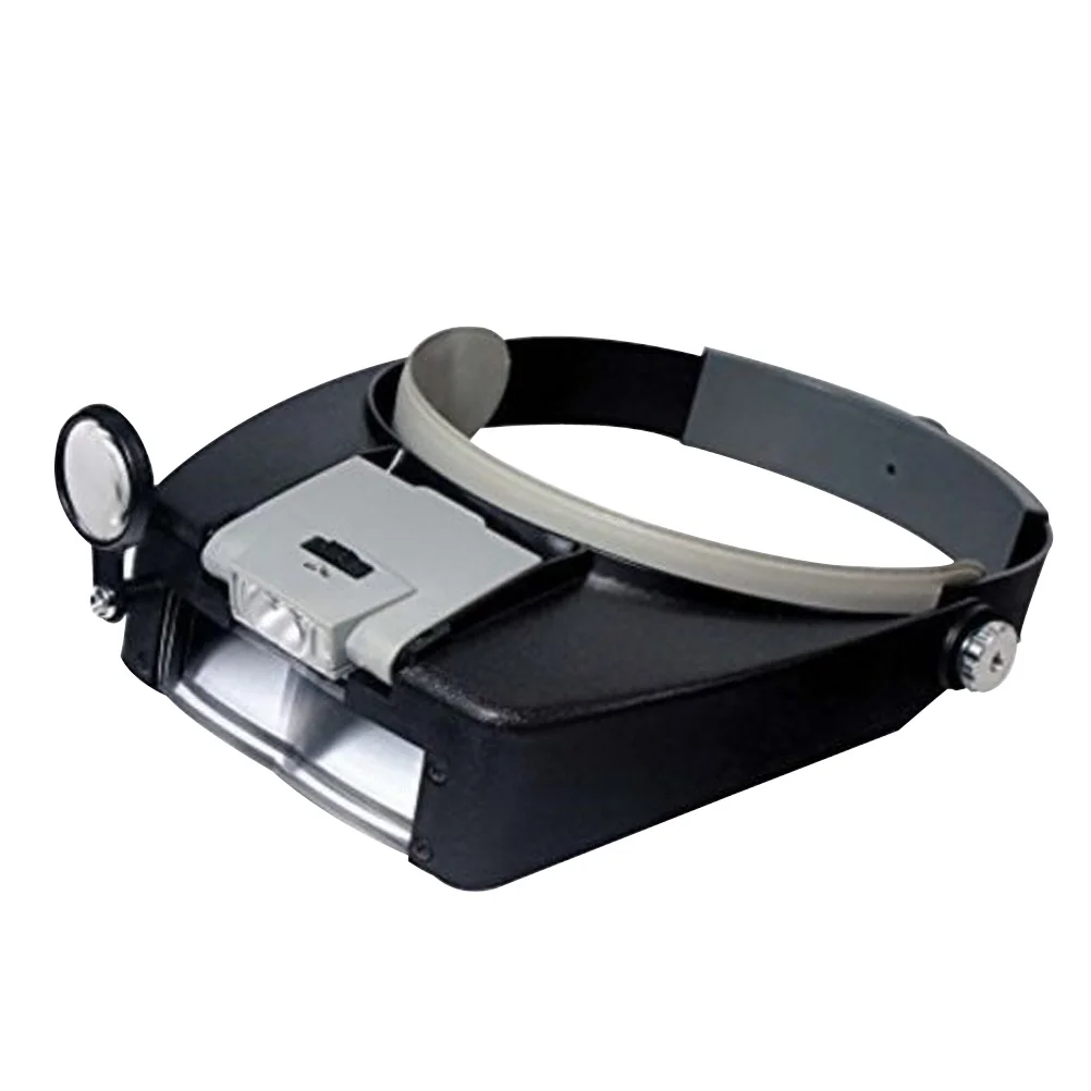 

Magnifying Glass Lens LED Headlamp Magnifier Grey Pivoting Visor Two Bright Front Leds Precision Work LED Magnifier