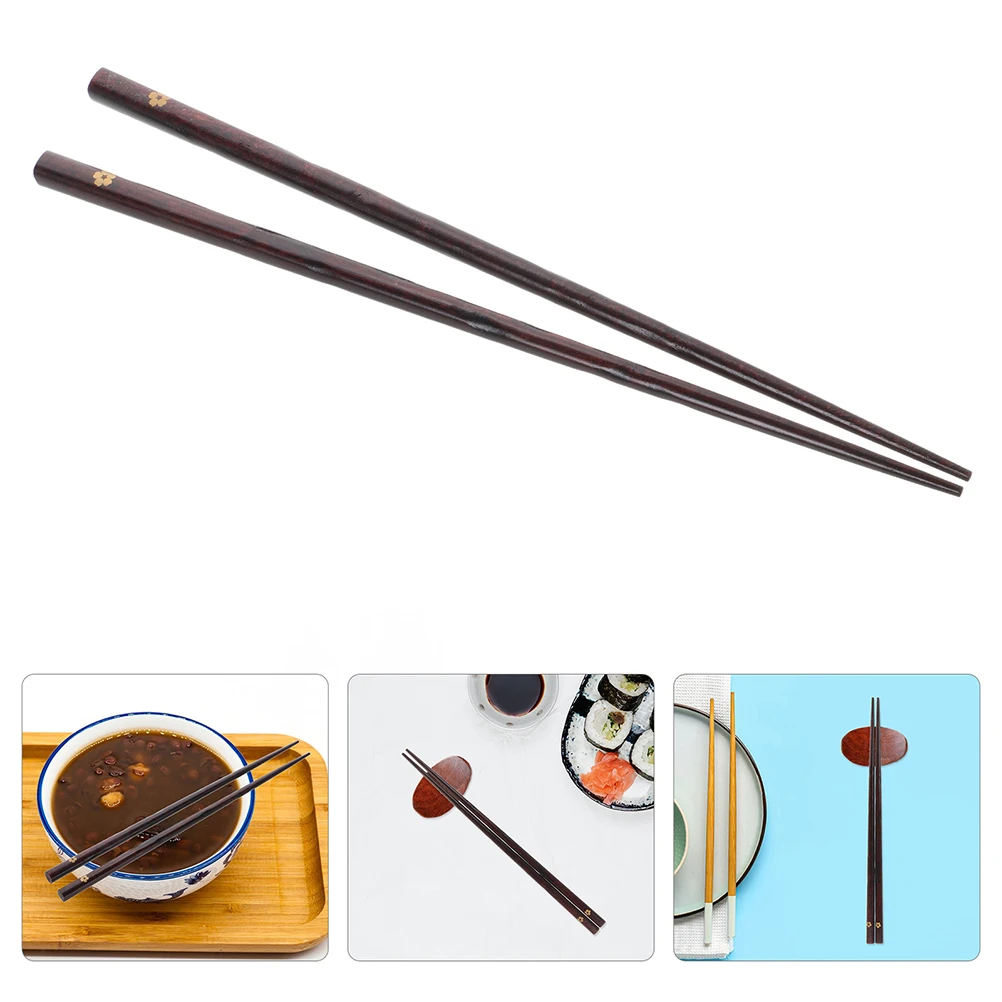 2 Pairs Long Non-slip Wooden Chopsticks Sakura Multifunctional Chopsticks Dining Japanese Kitchen Multifunctional
