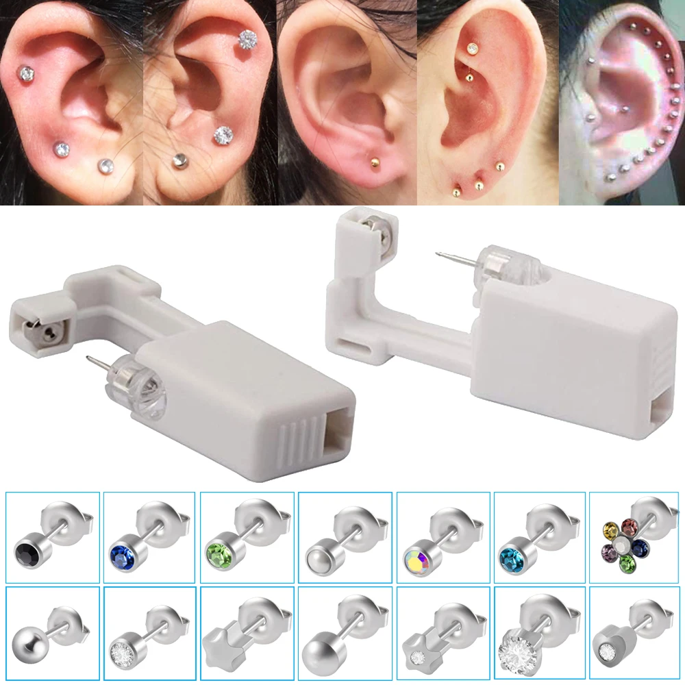 Ear Piercing Gun Disposable Premium Ear Piercing Gun Easy To Use Ear Piercing Gun Kit With Earring Studs Safe Ear Piercing Tool