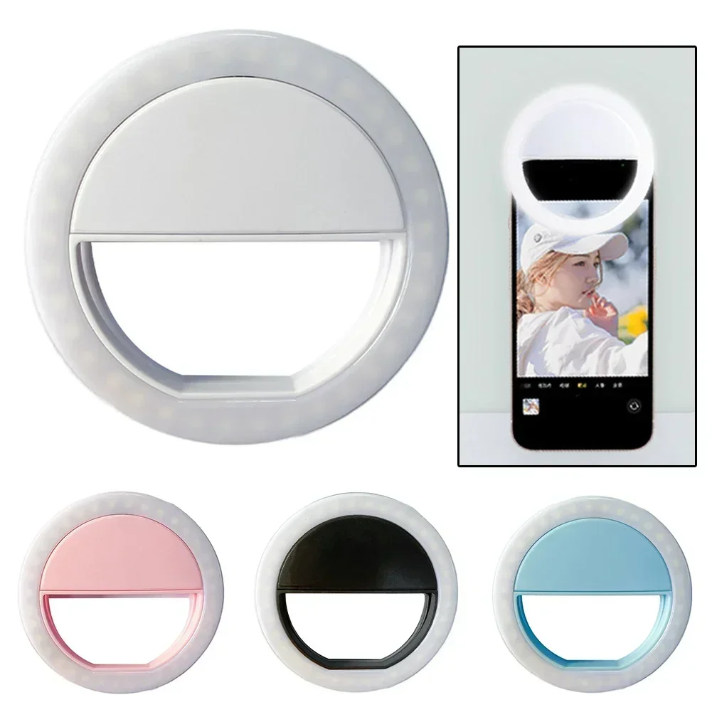 Enhance Beauty with Portable LED Self Timer Ring Light Three stage Brightness Adjustment Long lasting Battery Life