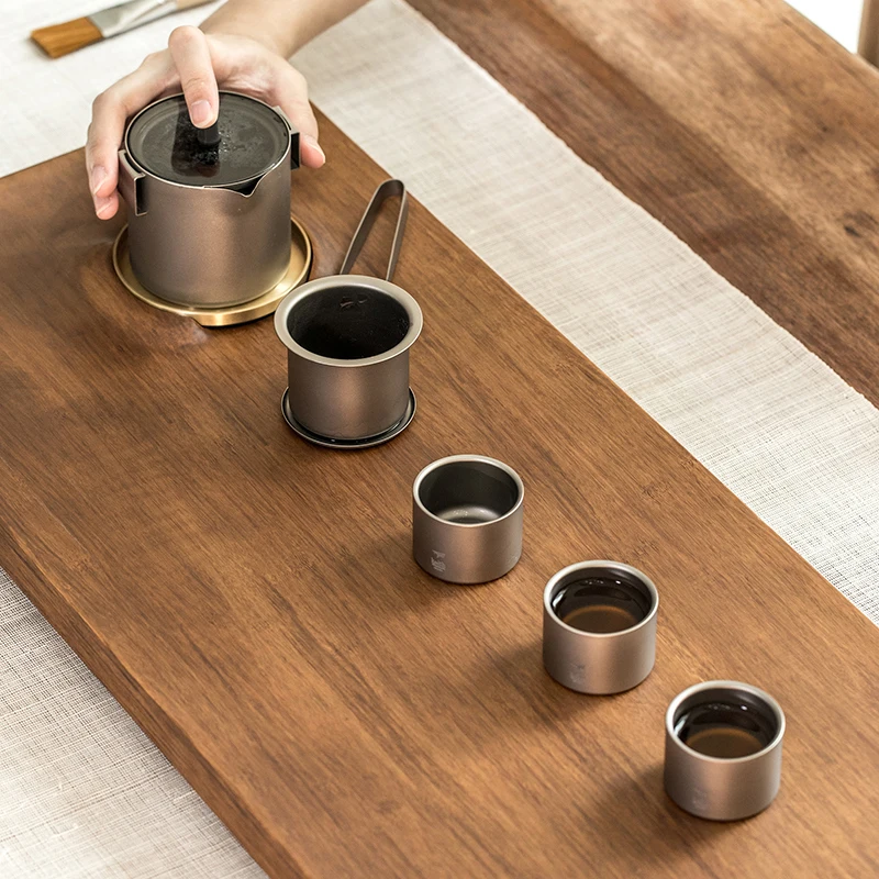 Keith 50ml Titanium Tea Cups Set of 3 Kung Fu Tea Set Whiskey Glass Drinkware Titanium Mugs Tea Mug