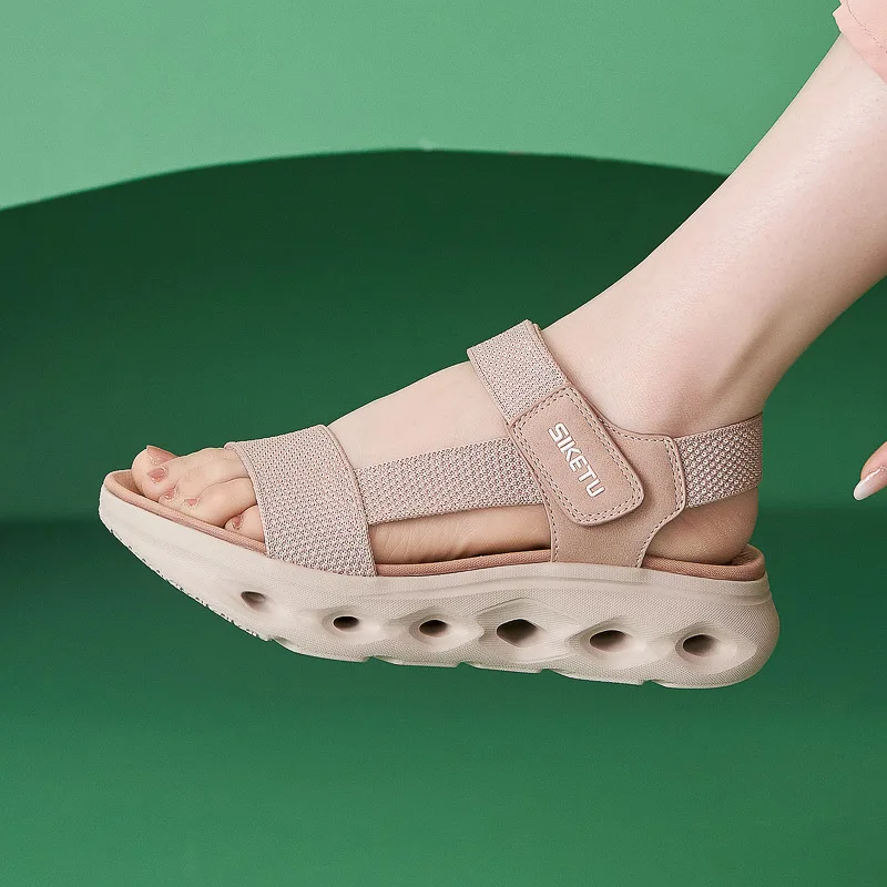 2026 platform sandals are light, non-slip comfortable, casual sports  Hollow Breathable Knit Mesh Beach Walking Wedge Sandals - view 5