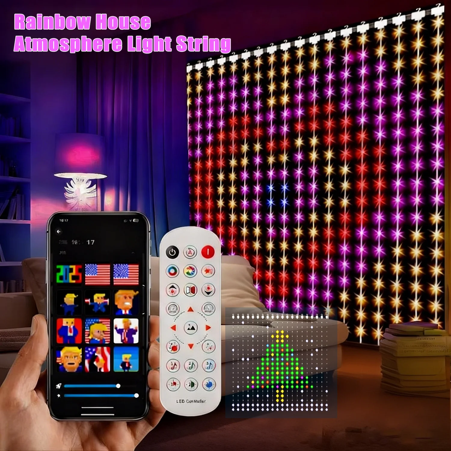 USB Waterproof Multicolour String Lights Smart Atmosphere RGB Lights Household, Festive and Outdoor Decorative Lighting