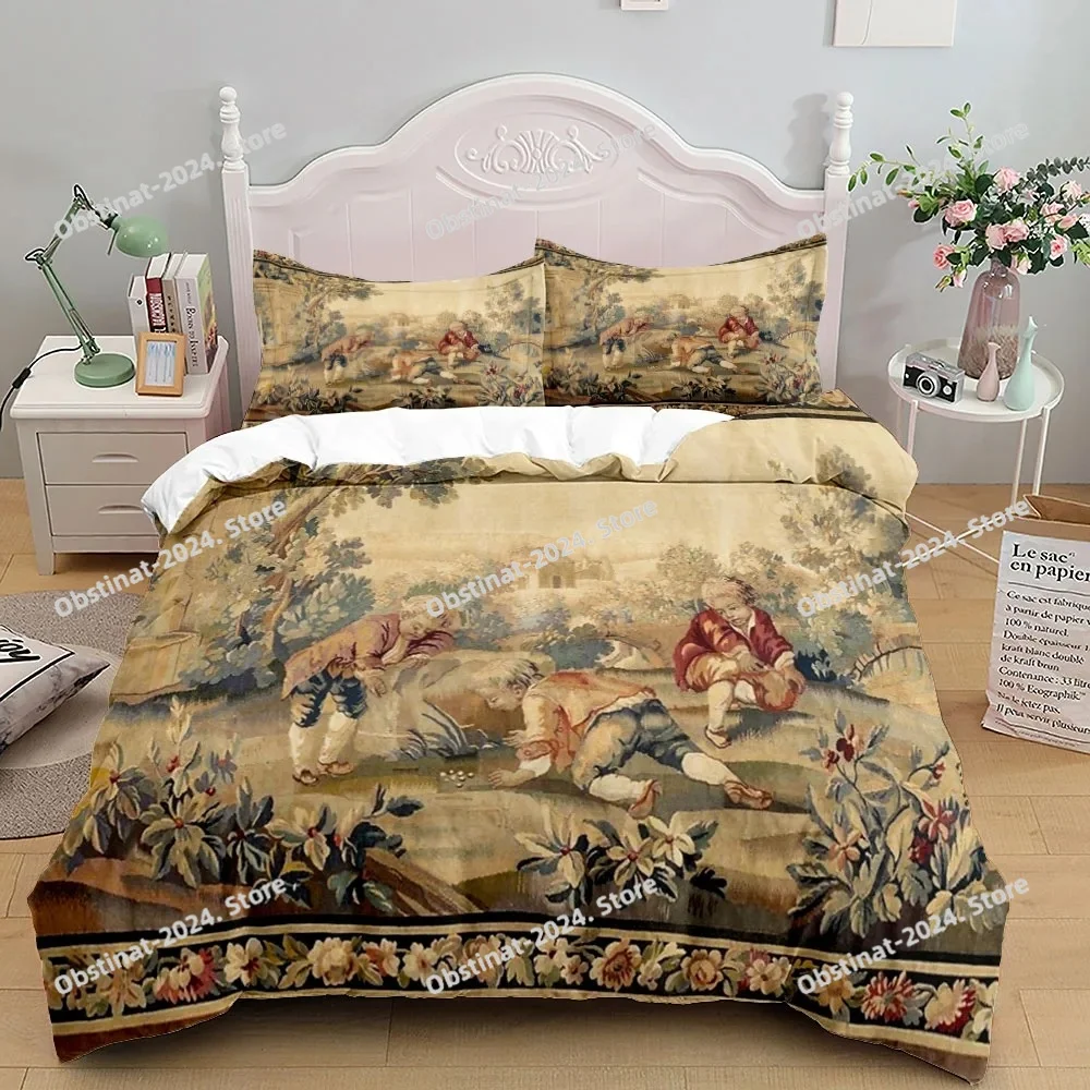 

Antique Aubusson Duvet Cover Set King Queen Double Full Twin Single Size Bed Linen Set