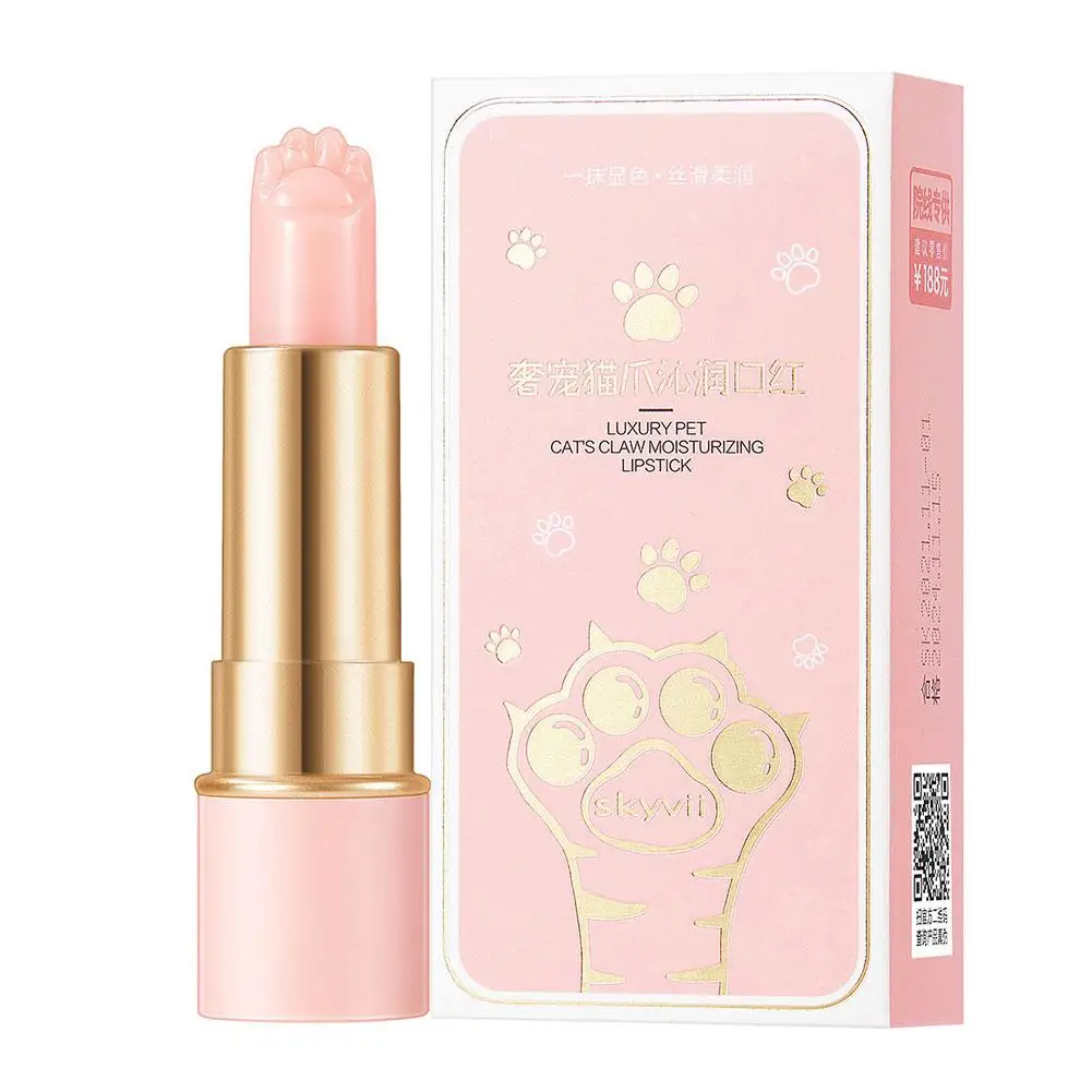 Lápiz labial con decoloración de Pata de Gato rosa, bálsamo labial de Color natural duradero, cosmético de belleza hidratante, maquillaje lindo Fem C3S5