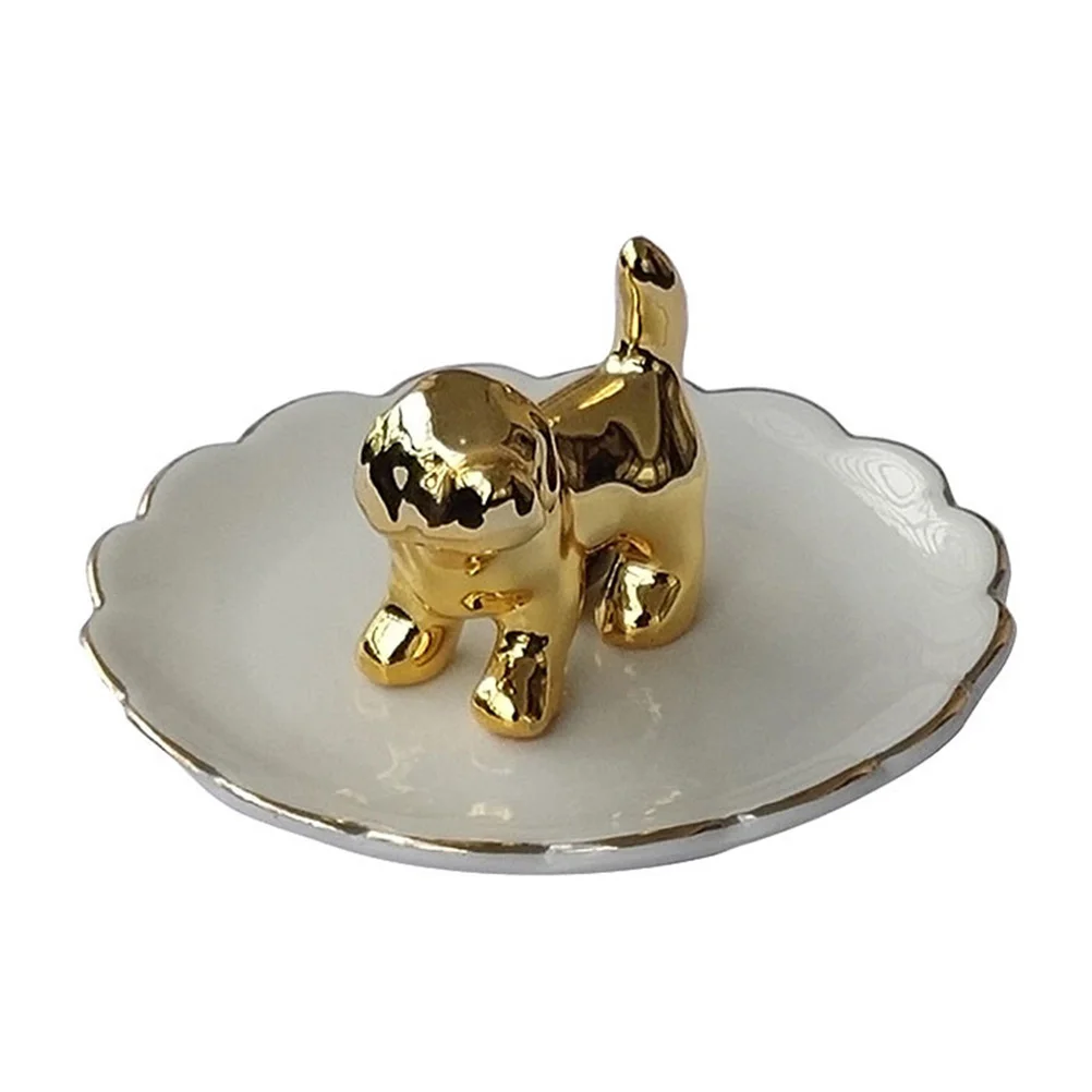 2 Pcs Dachshund Ceramic Jewelry Tray Bracelet Plate Earring Storage Container Dessert