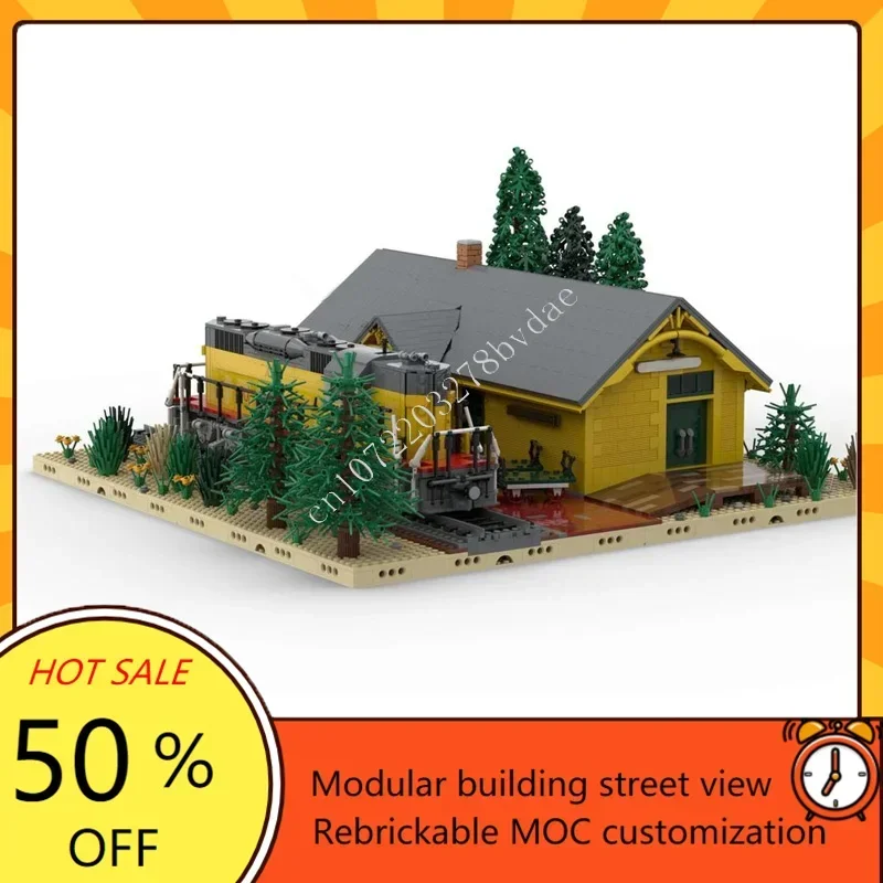 3989 ELEMENTÓW Union Pacific Shelton Depot Modularny MOC Kreatywny Puzzle Model Ulicy Architektura DIY Zabawka Edukacyjna Prezent