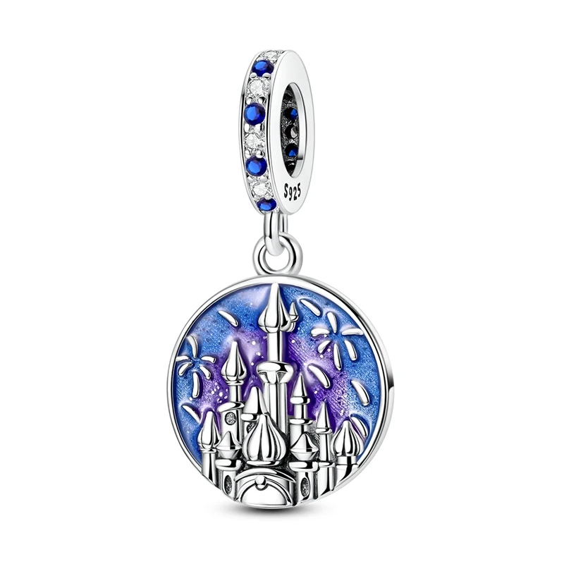 

925 Sterling Silver Dream Castle Charms Bead CZ Zircon Colorful Dangle Fit Original Bracelet DIY Women Jewelry Gift