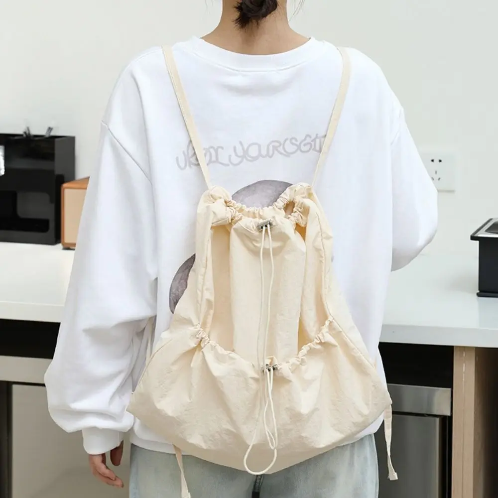 Outdoor Casual Drawstring Backpacks Korean Style Large Capacity Light Soft Nylon Bag Niche Design Light Soft Nylon Bag Tote Bag