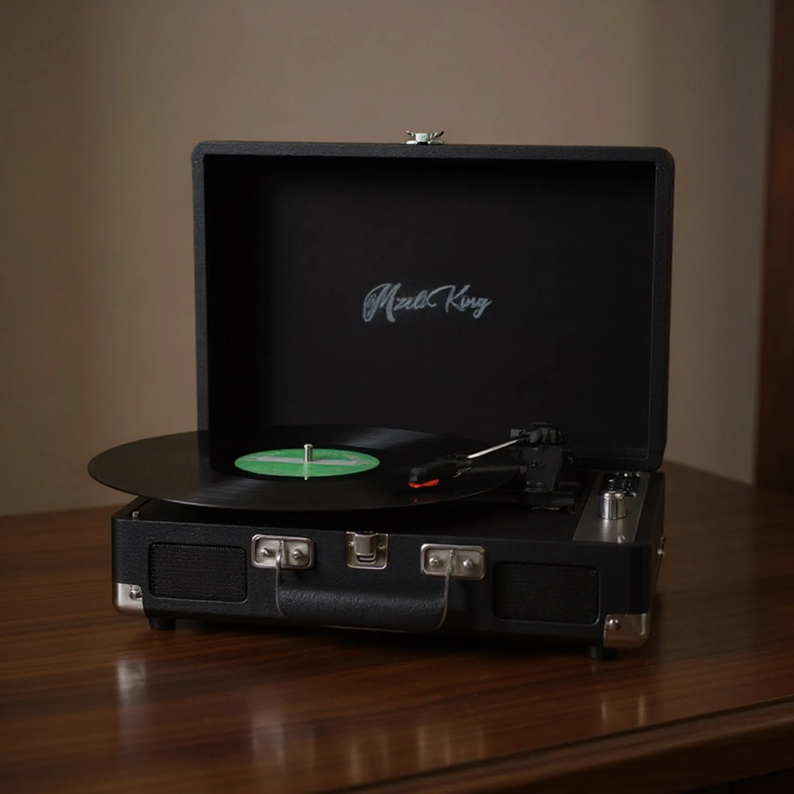 Bluetooth and USB Enabled Vinyl Record Player with 3.5mm RCA Output Support 33 45 78 RPM Black Turntable for Home Use