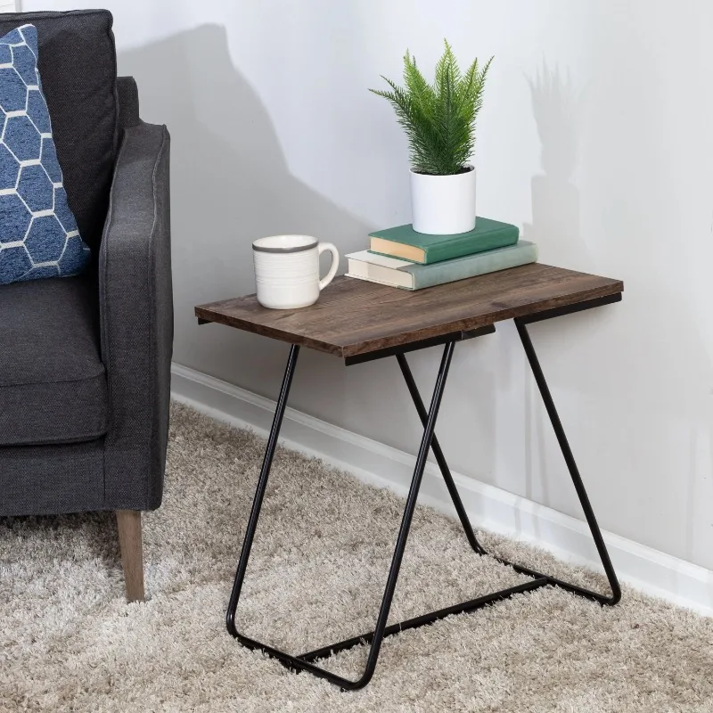 

Steel and MDF Square Side Table, Natural/Black