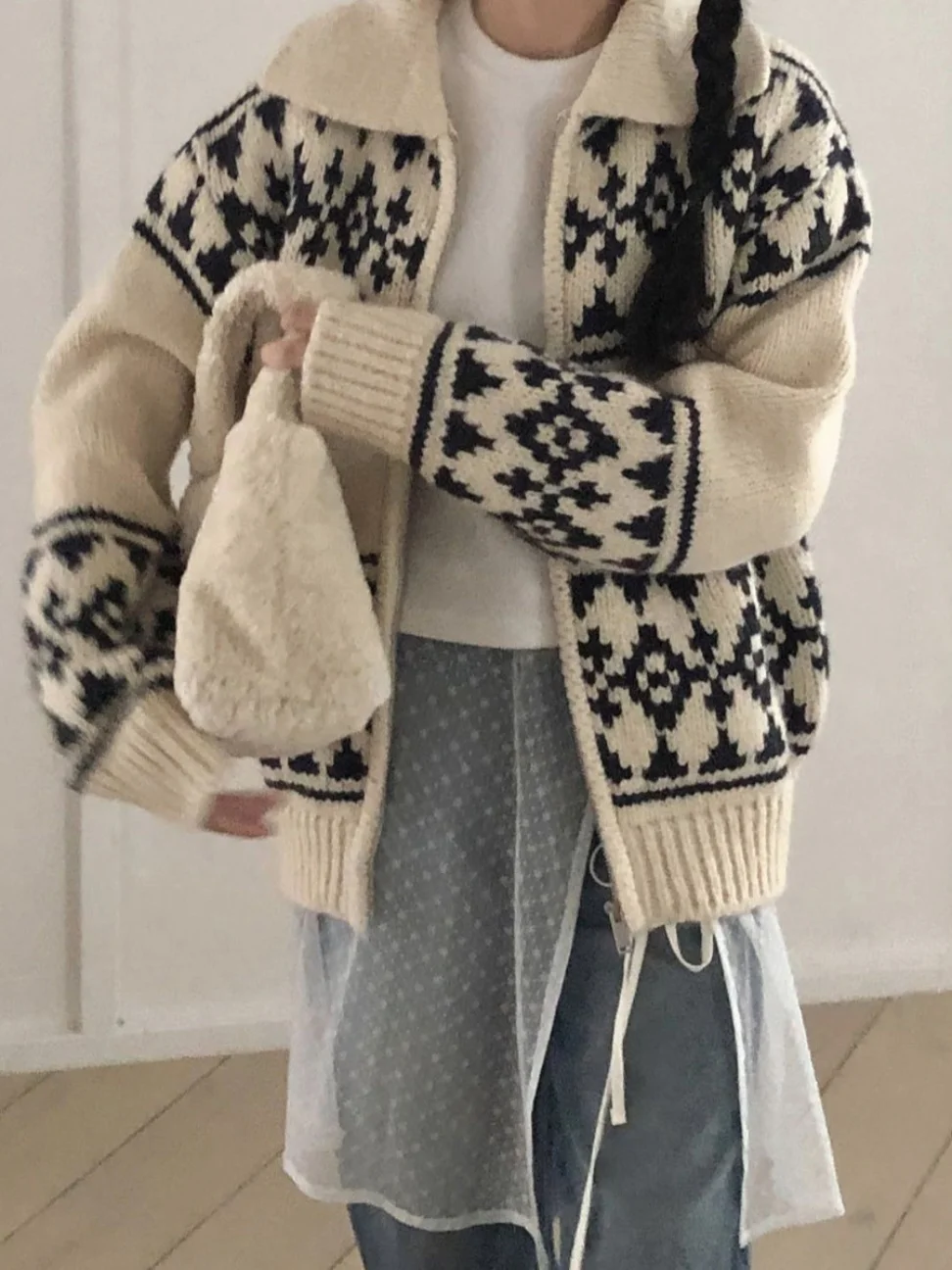 東大門ミーエプロンベースマッチングスカートデニムレースカーテン半透明レーススカートカーテン女性の Faion 春 2025