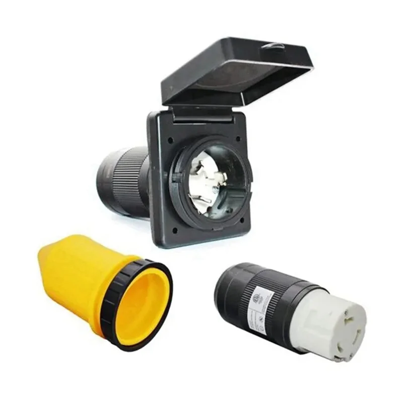 

AC54-RV 50 Amp 125V/250V AC Power Inlet Plug Female Twist Locking Connector Black