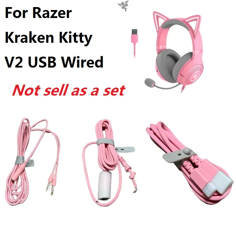 كابل توصيل USB أصلي إلى 5 نوى لسماعات الرأس السلكية Razer Kraken kitty V2 بديل 2 إلى 1 كابل، كابلات الشاحن