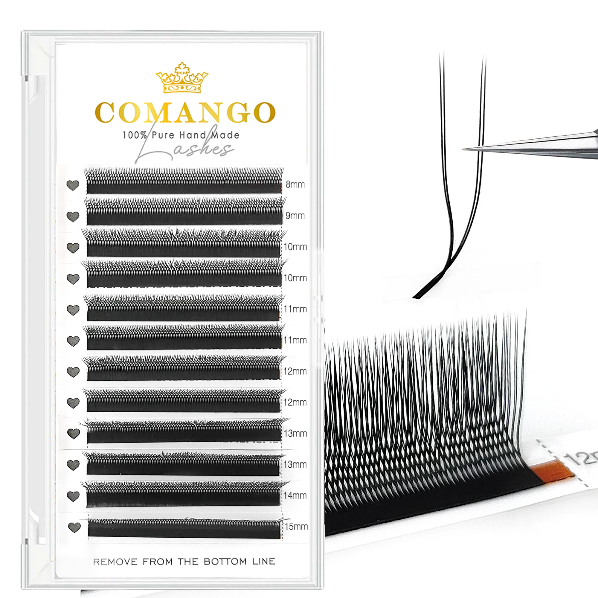 CoMango Extensiones de pestañas 2D en forma de U, C/D/LU, negras naturales, de primera calidad, suaves, en abanicos YY, en racimos, individuales, postizas