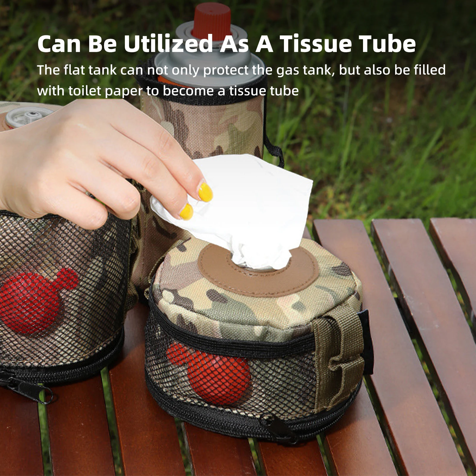 Cubierta para recipiente de Gas para acampar al aire libre, funda protectora de 230g, bolsa aislante, bolsa de almacenamiento para recipiente de estufa anticaída para Gas plano de 230g