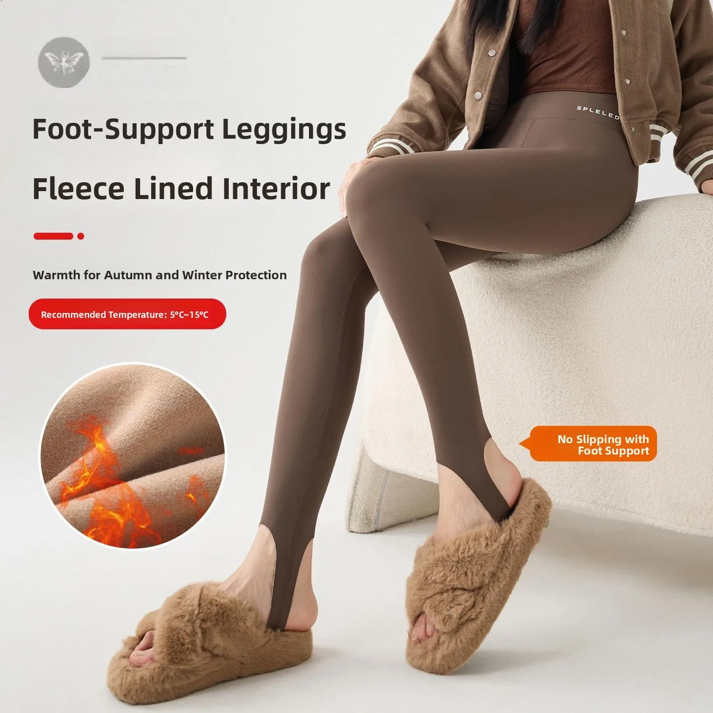 Calças femininas de cintura alta com forro de fce Thi Yoga com pés quentes de inverno com controle de barriga para aumentar a traço elástico Boting Trou...