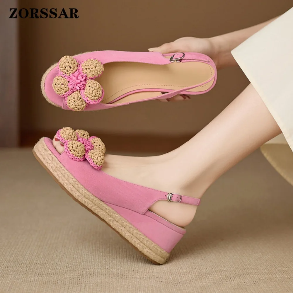 

2026 New Arrival Women's Sandals Casual Flower Hollow Wedge Beach Shoes Outdoor Fashion Platform Comfortable Non-slip Sandals
