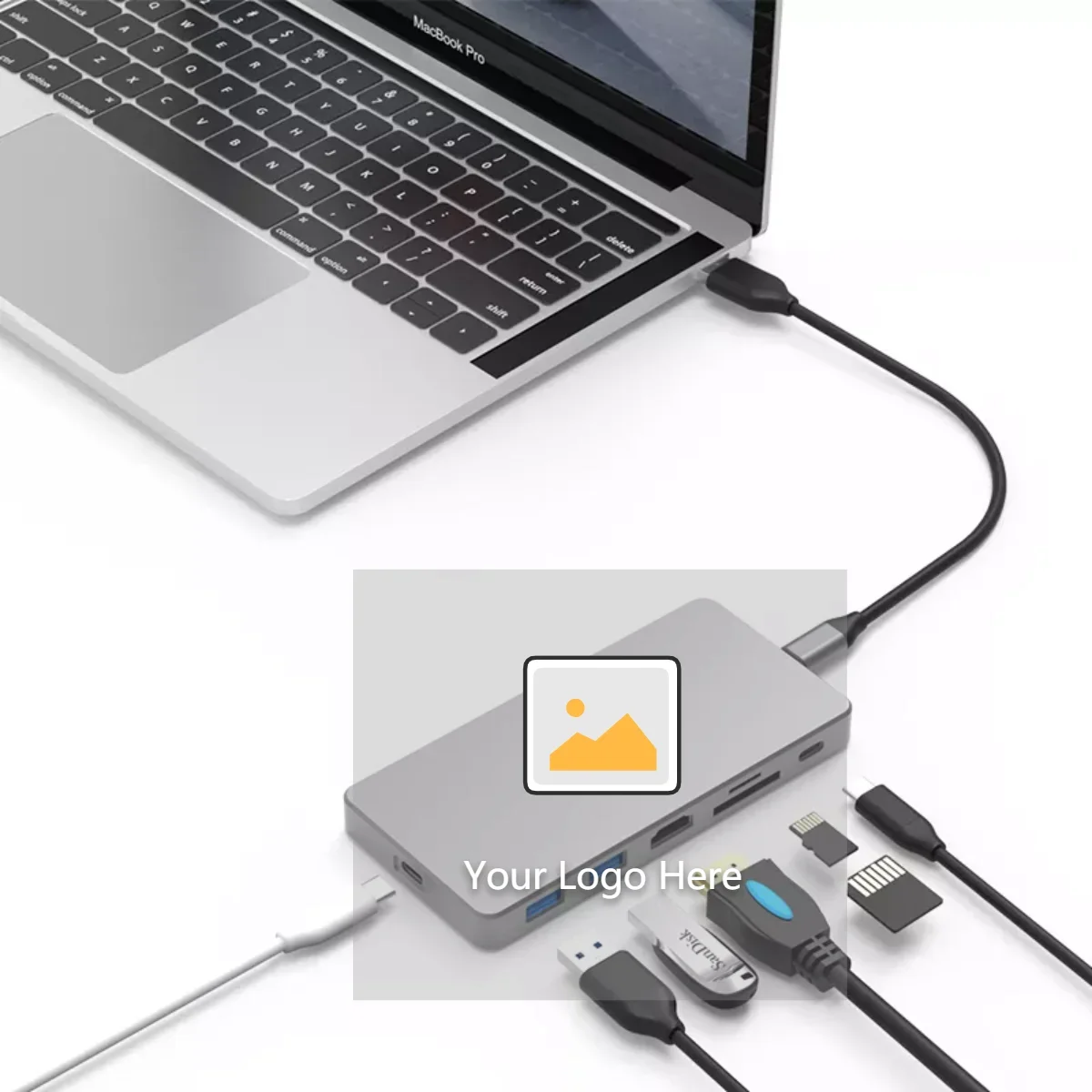 Hot sell aluminum 7 in 1 type c hub usb 3.0 hub type c hdtv hub 4k 30hz usb 3.1 type c 10Gbps m.2 nvme enclosure