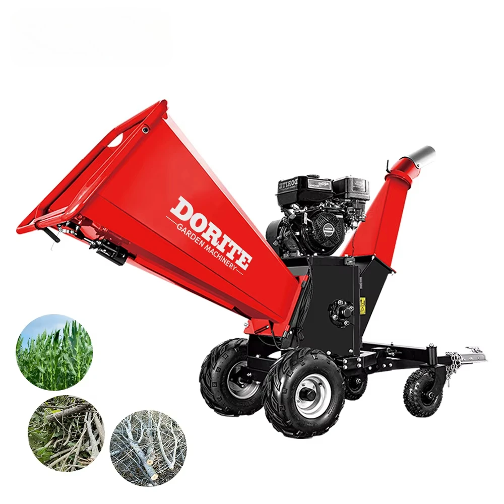 Customized 15HP Electric Start 4-wheel Branch Crusher, Wood Processor, Professional Tree Shredder, Wood Chipper view 2