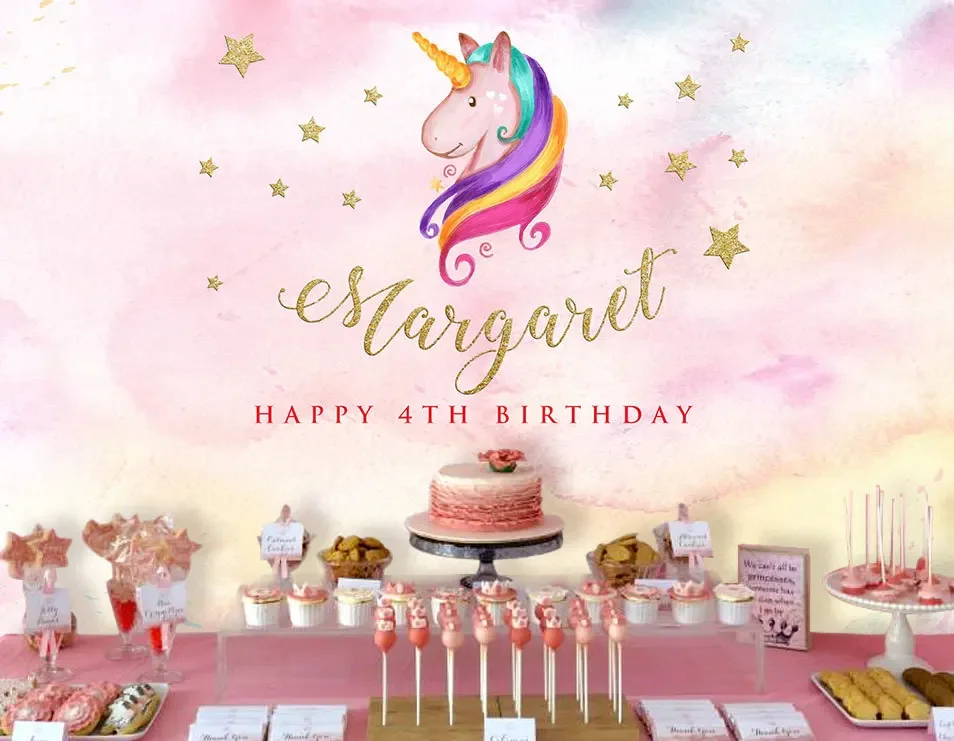 

custom Unicorn star colorful clouds happy birthday backdrop High quality Computer print party backgrounds