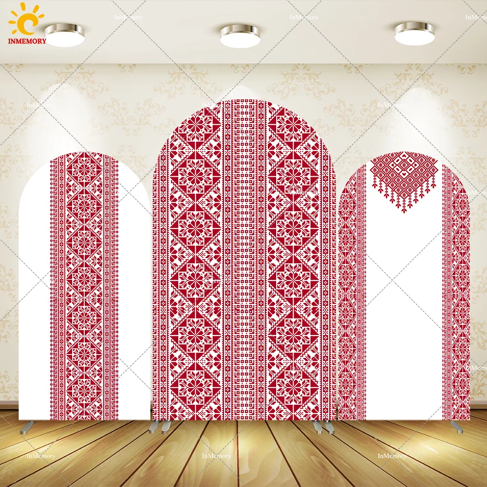 قوس التطريز الفلسطيني خلفية جدار الأردن الزفاف دش الزفاف الأحمر الحناء الفلسطينية الخلفيات غطاء مقوس 2-الجانب