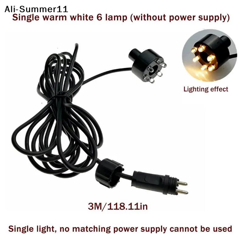 【Ag】1Pc 2025 New Plastic Underwater 6-LED Light Ring For Fountain Fish Pond Water Garden AC Adapter Warm White White Multicolor