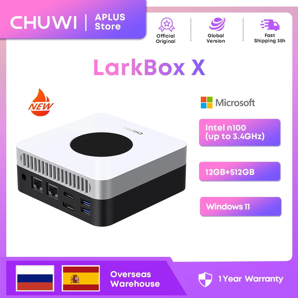 Global Version CHUWI LarkBox X Mini PC Intel N100 Gamer 12GB RAM 512GB SSD Gaming Desktop Computer WiFi 6 HDMI Windows 11 MINIPC