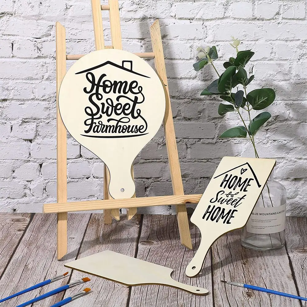 Mini tablas de cortar de madera con mango, 12 piezas, tablones sin terminar, Decoración de cocina para el hogar