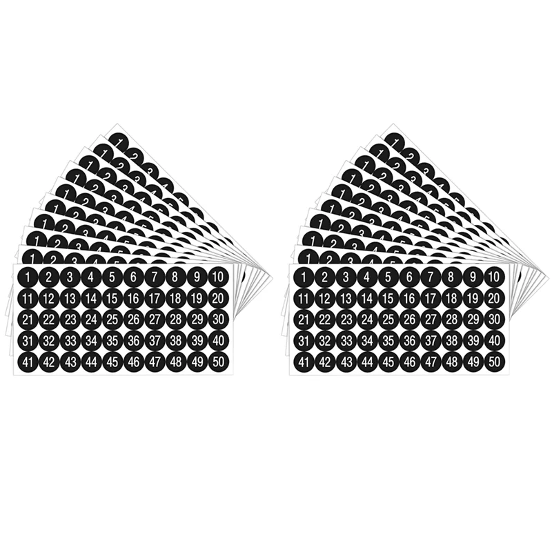 BAAG-40Pcs 1 إلى 50 أرقام ملصقات أرقام متتالية 1 بوصة ملصق ذاتي اللصق لتصنيف تخزين المخزون