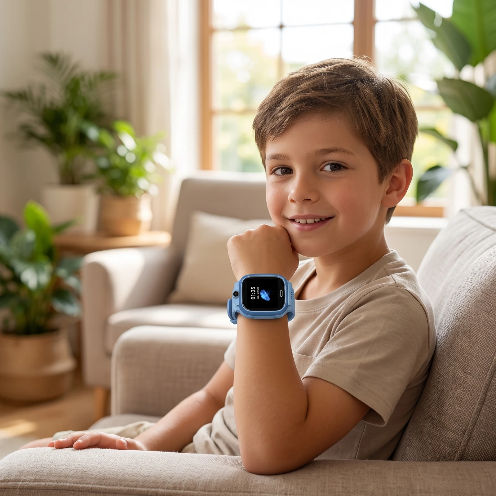 Smart Watch with Call Function Silicone Strap Smartwatch with Camera for Children, Outdoor Play, School